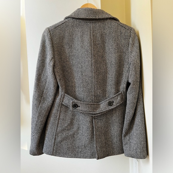 J CREW FACTORY Herringbone Double Breasted Wool Pea Coat Classic Preppy S - Picture 5 of 6